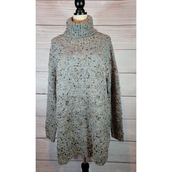 PINK Martini Turtleneck Mohair Confetti Knit Sweater Grey Size Large - Picture 1 of 7